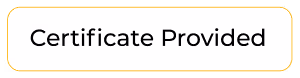 Button with text 'Certificate Provided' on a white background with orange border.