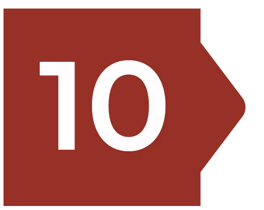 White number 10 inside a maroon right-pointing arrow shape.